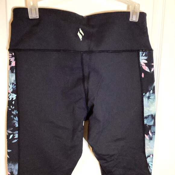 Sketchers Women's Leggings Black Floral Activewear Jogging Running Gym Yoga - Picture 5 of 9